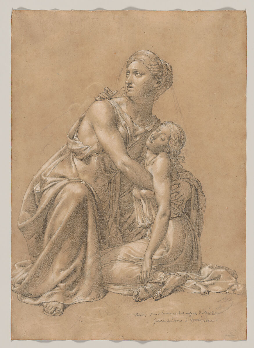 The Punishment of Niobe, Merry Joseph Blondel (French, Paris 1781–1853 Paris), Conté crayon and white chalk on buff paper 