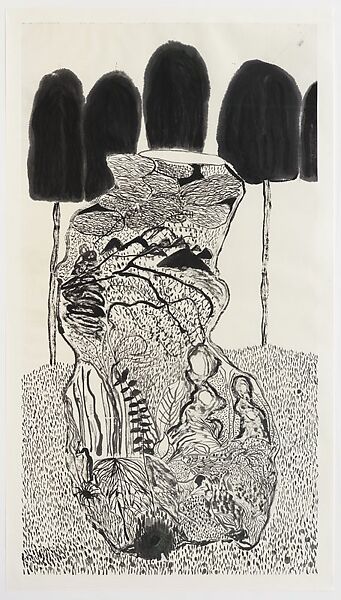 Garden with Cosmic Vase, Matthew Wong (Canadian, Toronto 1984–2019 Edmonton), Brush and black ink on Chinese paper 