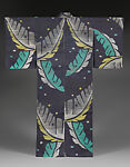 Meisen summer kimono with banana leaves and snowflakes
