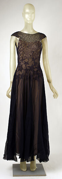 Evening dress, House of Vionnet (French, active 1912–14; 1918–39), silk, cotton, French 