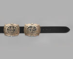 Belt, Roy Talahaftewa (Hopi, born 1955), Silver, leather, Hopi, Native American