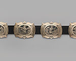 Belt, Roy Talahaftewa (Hopi, born 1955), Silver, leather, Hopi, Native American