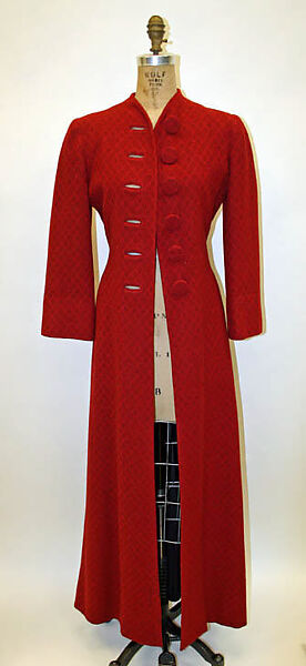 Evening ensemble, Claire McCardell (American, 1905–1958), (a) acetate; (b) leather, metal; (c) wool, American