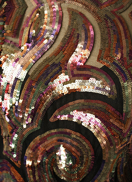 Evening dress, Attributed to Mainbocher (French and American, founded 1930), silk, metal, cellulose, French