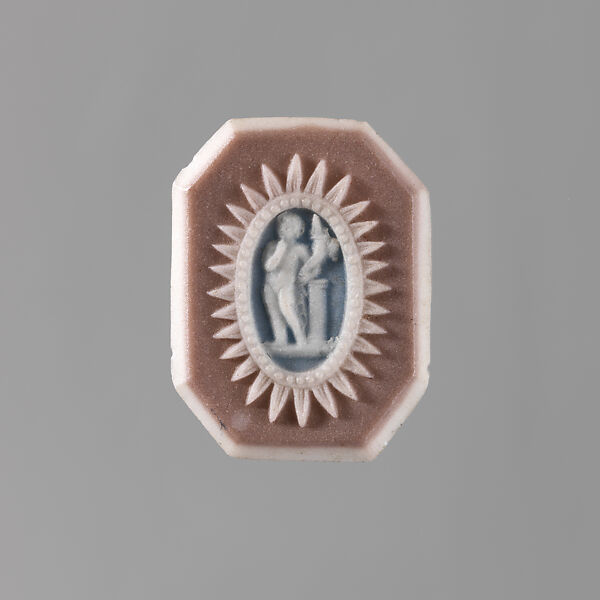 Putto with cornucopia at column, Josiah Wedgwood and Sons (British, Etruria, Staffordshire, 1759–present), Jaspareware (unglazed stoneware), British, Etruria, Staffordshire