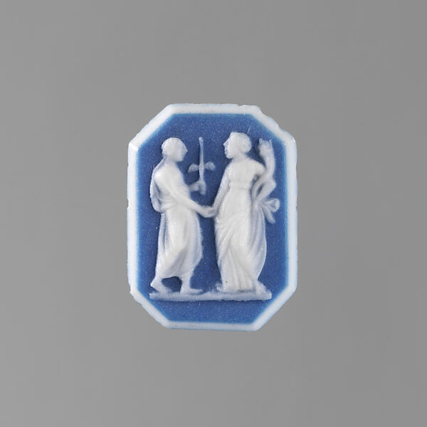 Man with winged wand and woman with cornucopia, Josiah Wedgwood and Sons (British, Etruria, Staffordshire, 1759–present), Jaspareware (unglazed stoneware), British, Etruria, Staffordshire 