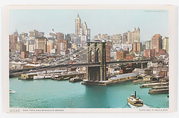 New York and Brooklyn Bridge, Detroit Publishing Company (American), Color lithograph 