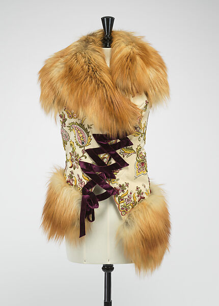 Vest, House of Dior (French, founded 1946), suede, silk, rhinestone, glass, fur, French 