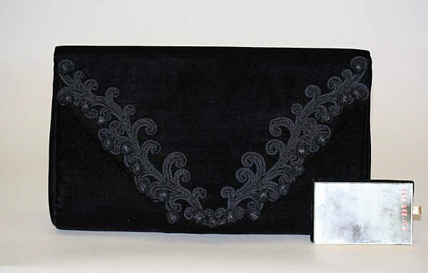 Evening ensemble, Attributed to Elsa Schiaparelli (Italian, 1890–1973), (a,b) silk, cotton
(c) silk, cotton, metal
(d) metal, glass, French