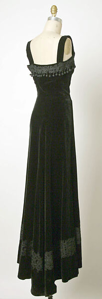 Evening ensemble, Attributed to Elsa Schiaparelli (Italian, 1890–1973), (a,b) silk, cotton
(c) silk, cotton, metal
(d) metal, glass, French