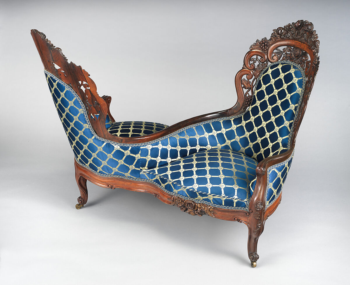 Tête-à-tête, Attributed to John Henry Belter (American, born Germany 1804-1863 New York), Rosewood, ash, pine, walnut, American
