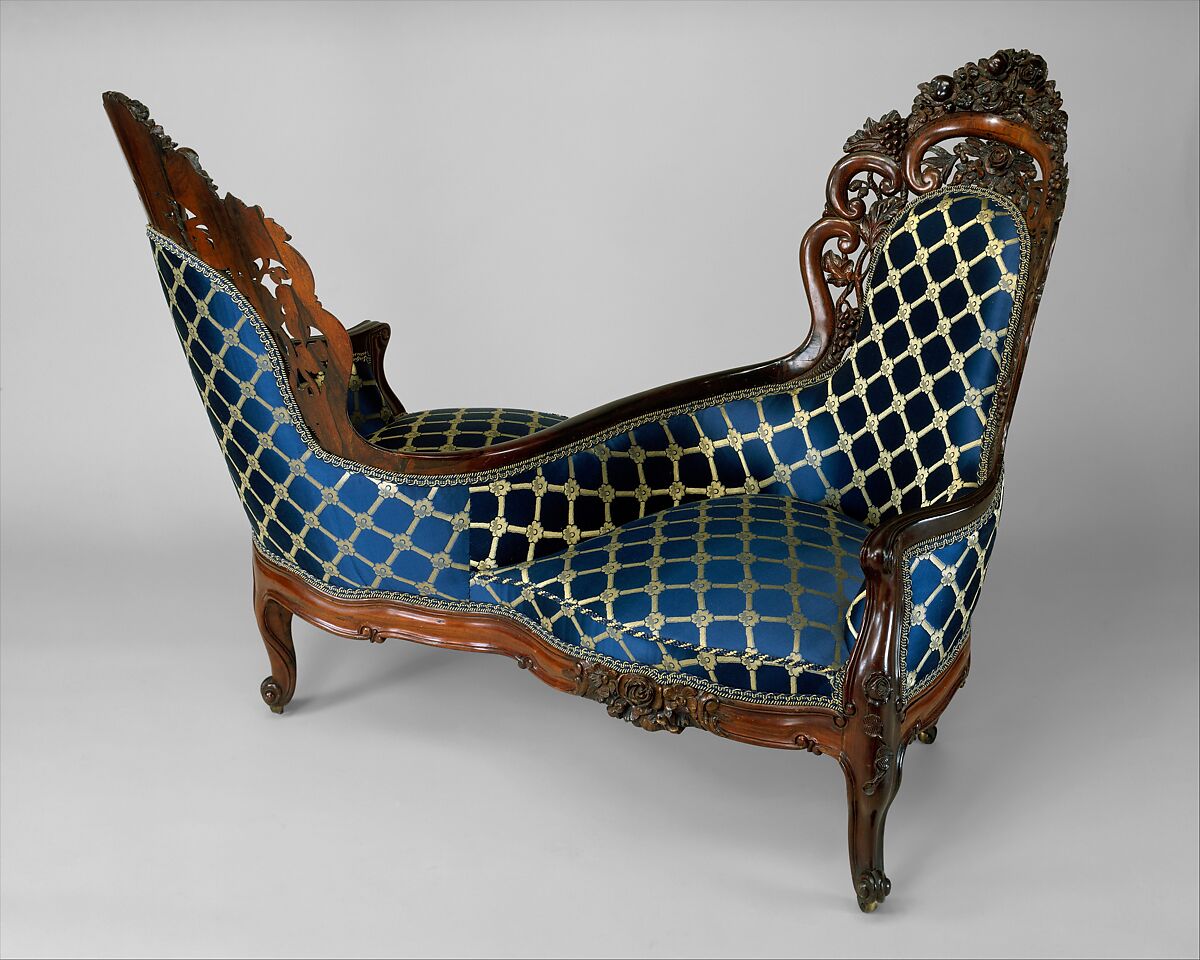 Tête-à-tête, Attributed to John Henry Belter (American, born Germany 1804-1863 New York), Rosewood, ash, pine, walnut, American 