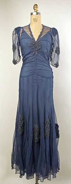 Evening dress, rayon, silk, French 