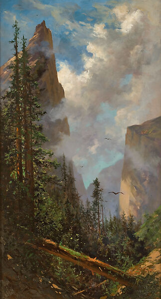 Sentinel Rock, Yosemite, Jules Tavernier (American (born France), Paris 1844–1889 Honolulu, Hawaii), Oil on canvas, American 