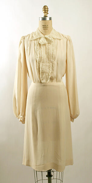 Afternoon dress, silk, cotton, American or European