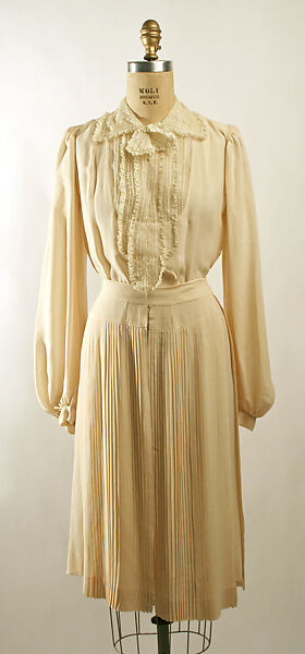 Afternoon dress, silk, cotton, American or European 