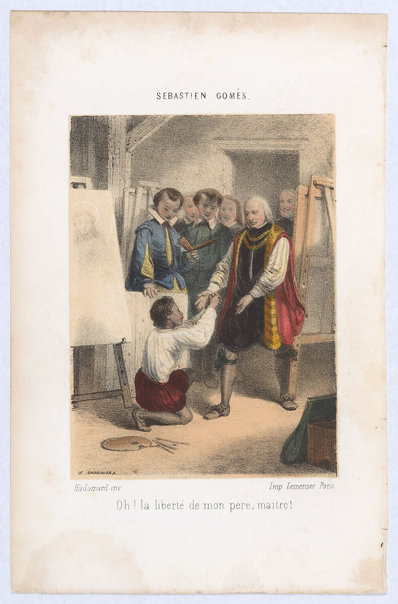 The Childhood of Sebastián Gómez, Auguste Hadamard  French, Hand-colored lithograph with printed tone
