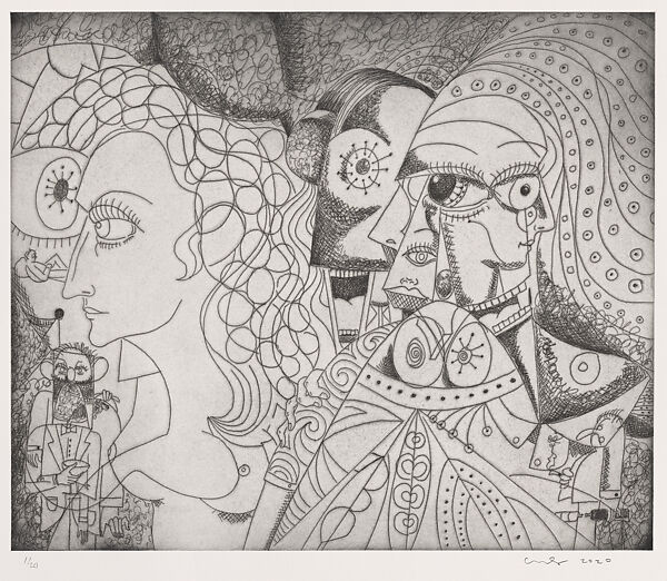 A Midwinter's Daydream, George Condo (American, born Concord, New Hampshire, 1957), Hardground etching with drypoint on Hahnemuhle Copperplate Bright White paper 