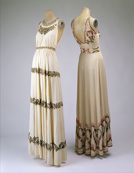 Evening dress, a,b) acetate, French 