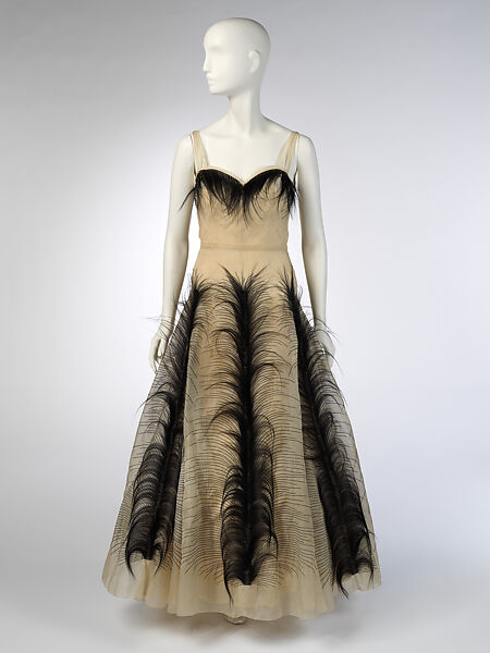 Evening dress, House of Paquin (French, 1891–1956), silk, cotton, fur, French 