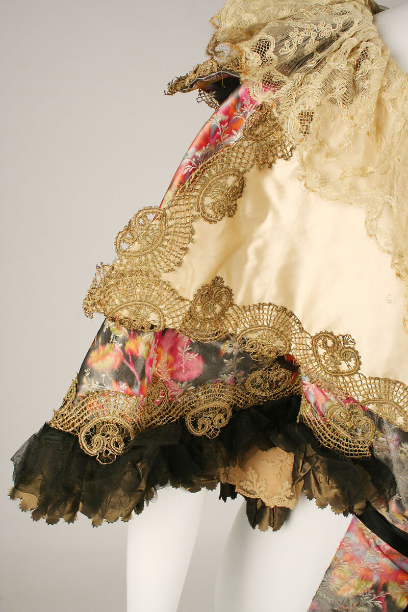 Cape, silk, cotton, metallic thread, probably French