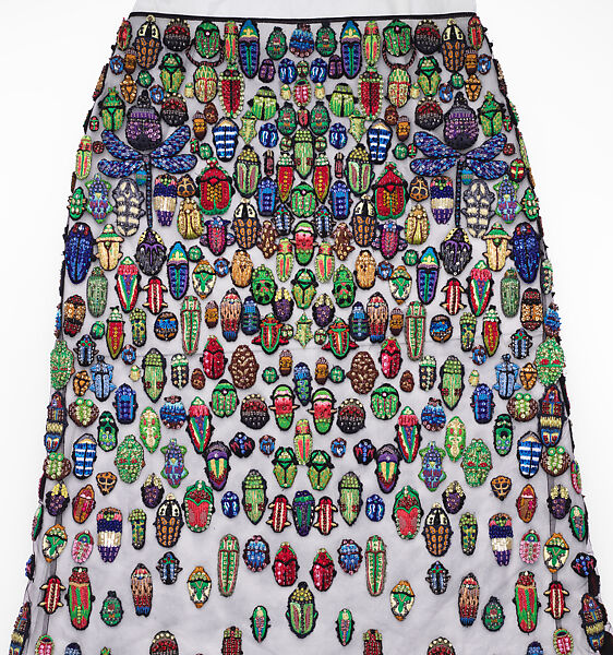 Ensemble, Alexander McQueen (British, founded 1992), (a) leather, (b) leather, (c) nylon, viscose, polyester, plastic, glass, metal, silk, (c) brass, glass, pearl, (d, e) brass, glass, (f) brass, glass, (g) brass, glass, (h) brass, glass, (i) brass,  (j) brass, glass, (k, l) nylon, elastane, British