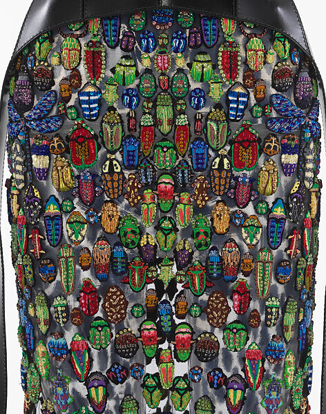 Ensemble, Alexander McQueen (British, founded 1992), (a) leather, (b) leather, (c) nylon, viscose, polyester, plastic, glass, metal, silk, (c) brass, glass, pearl, (d, e) brass, glass, (f) brass, glass, (g) brass, glass, (h) brass, glass, (i) brass,  (j) brass, glass, (k, l) nylon, elastane, British