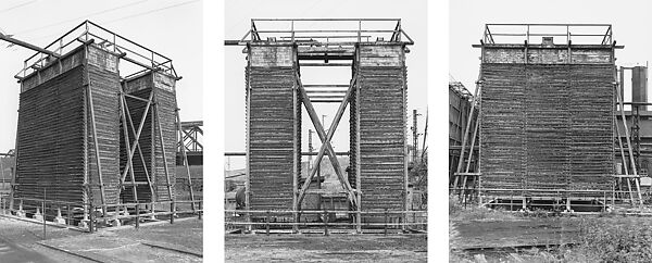 [Cooling Tower, 3 Views, Zeche Concordia, Oberhausen, Ruhr Region, Germany], Bernd and Hilla Becher (German, active 1959–2007), Gelatin silver prints 