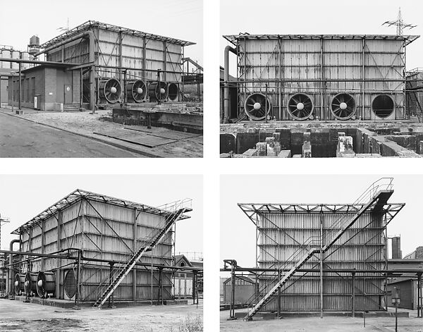 [Cooling Tower, 4 Views, Zeche Concordia, Oberhausen, Ruhr Region, Germany], Bernd and Hilla Becher (German, active 1959–2007), Gelatin silver prints 