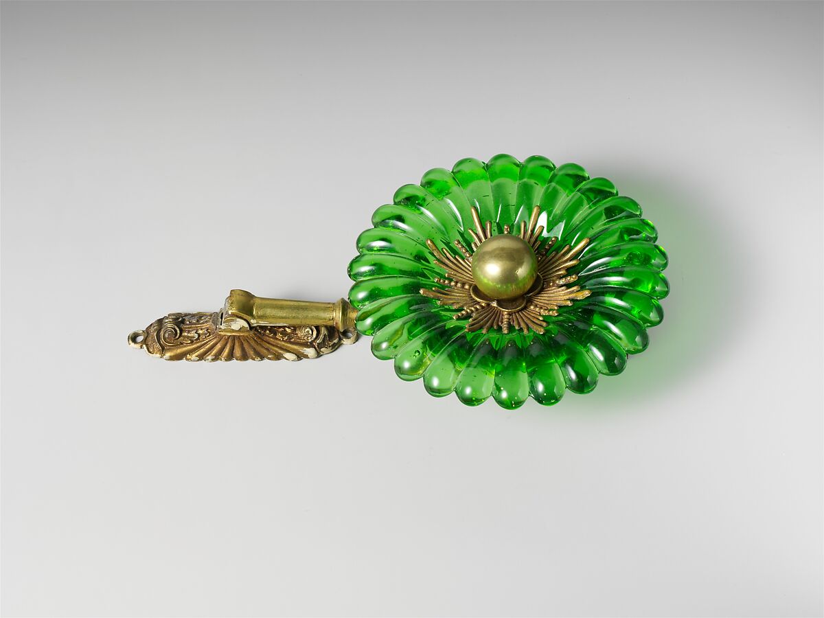 Tieback, Gilt bronze, blown glass, American 