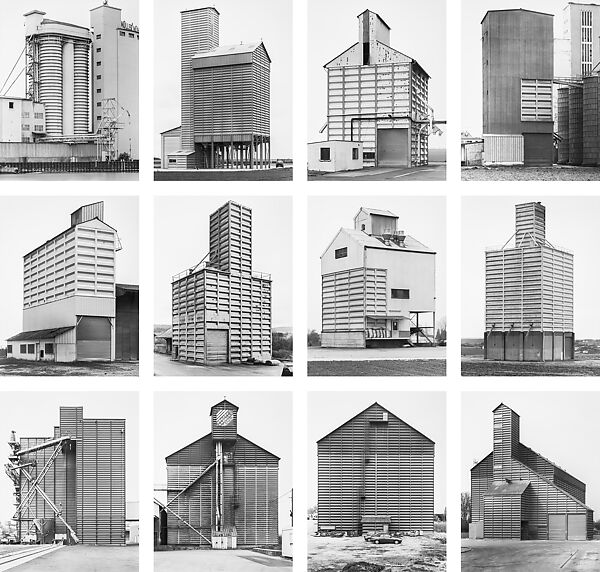 Grain Elevators (France and Germany), Bernd and Hilla Becher (German, active 1959–2007), Gelatin silver prints 