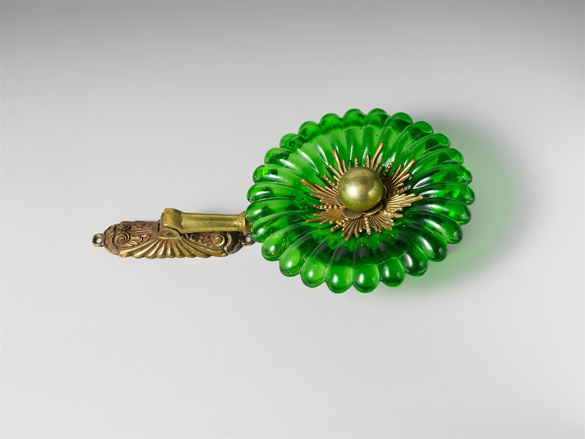 Tieback, Gilt bronze, blown glass, American 