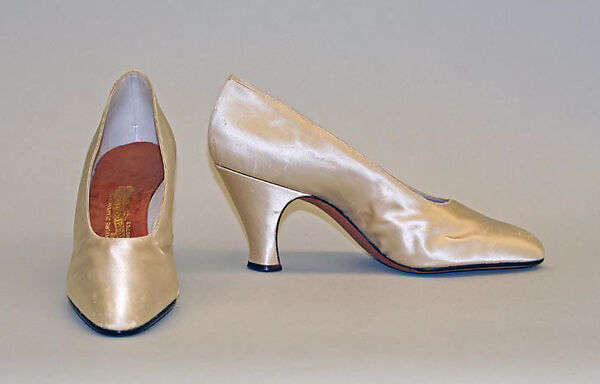 Pumps, silk, leather, Italian 