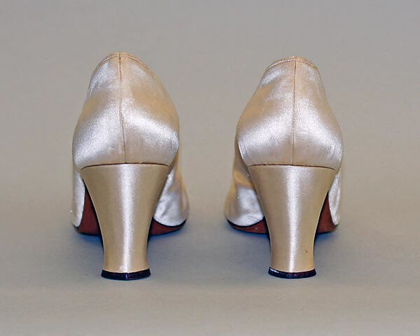 Pumps, silk, leather, Italian