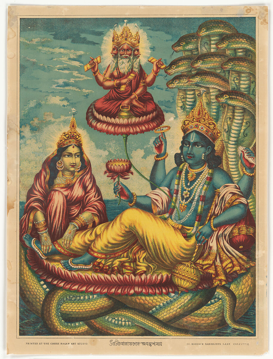 Shri Sheshanarayana, Color lithograph, West Bengal, Calcutta 