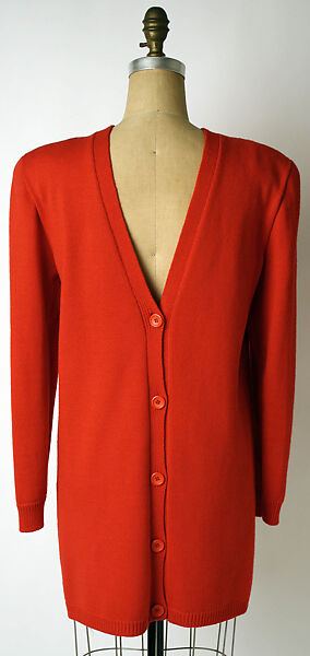 Evening ensemble, Bill Blass Ltd. (American, founded 1970), (a) wool
(b) silk
(c, d)leather
(e, f) silk, leather
(h, i) plastic, glass, American