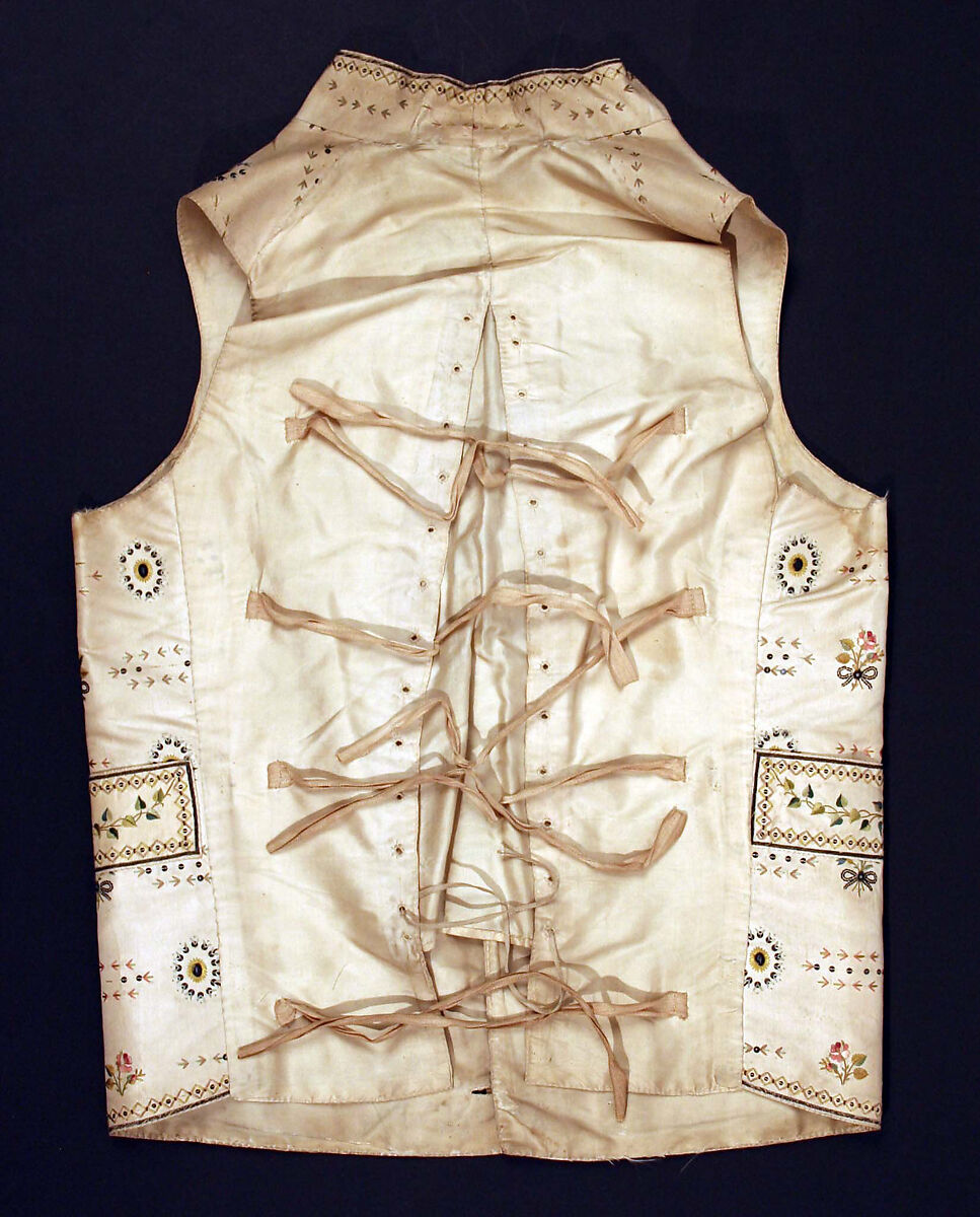 Waistcoat, silk, metal, American or European