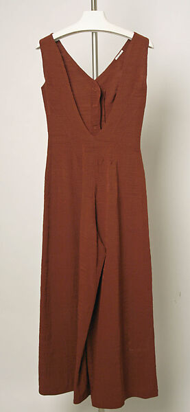 Jumpsuit, Schiaparelli (French, founded 1927), silk, brass, French