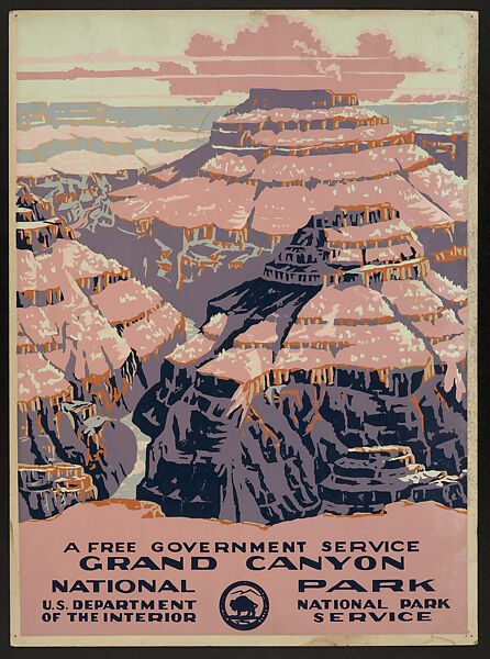 Grand Canyon National Park, A Free Government Service, C. Don Powell  American, Lithograph
