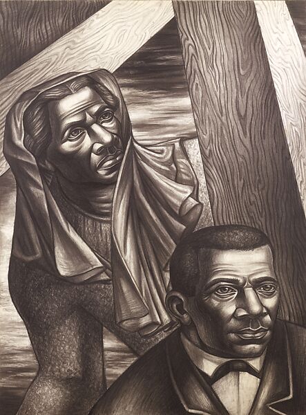 Sojourner Truth and Booker T. Washington, Charles Wilbert White  American, Graphite on paperboard