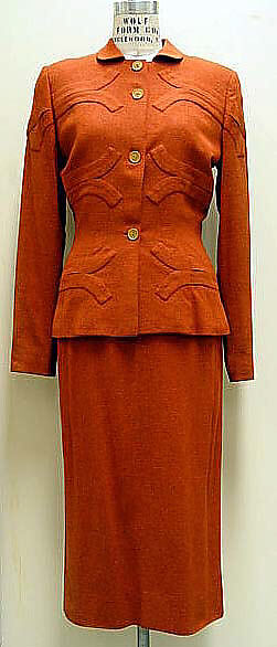 Suit, Gilbert Adrian (American, Naugatuck, Connecticut 1903–1959 Hollywood, California), (a, b) wool, American 