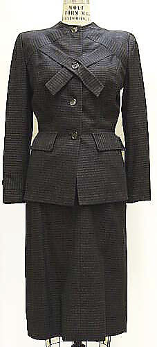Suit, Gilbert Adrian (American, Naugatuck, Connecticut 1903–1959 Hollywood, California), (a) wool, rayon; (b) wool, American 