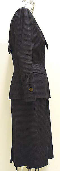 Suit, Gilbert Adrian (American, Naugatuck, Connecticut 1903–1959 Hollywood, California), (a) wool, rayon; (b) wool, American