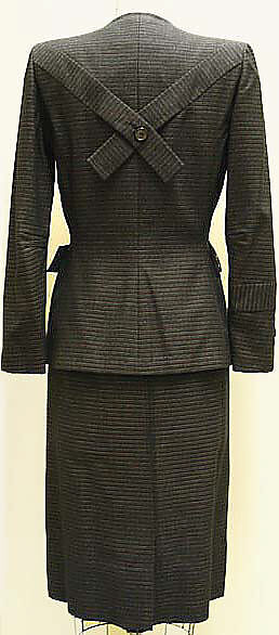 Suit, Gilbert Adrian (American, Naugatuck, Connecticut 1903–1959 Hollywood, California), (a) wool, rayon; (b) wool, American