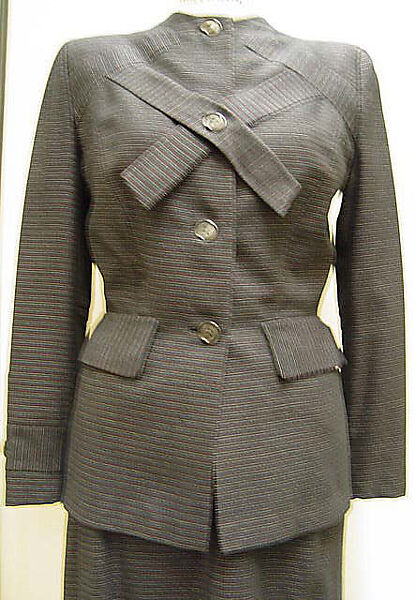 Suit, Gilbert Adrian (American, Naugatuck, Connecticut 1903–1959 Hollywood, California), (a) wool, rayon; (b) wool, American