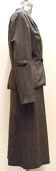 Suit, Gilbert Adrian (American, Naugatuck, Connecticut 1903–1959 Hollywood, California), (a) wool, rayon; (b) wool, American