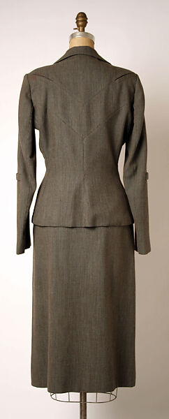 Suit, Gilbert Adrian (American, Naugatuck, Connecticut 1903–1959 Hollywood, California), (a) wool, rayon; (b) wool, American