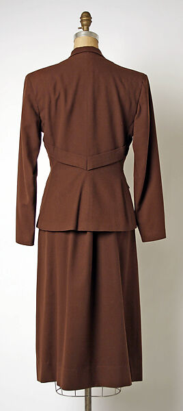 Suit, Gilbert Adrian (American, Naugatuck, Connecticut 1903–1959 Hollywood, California), (a) wool, rayon; (b) wool, American