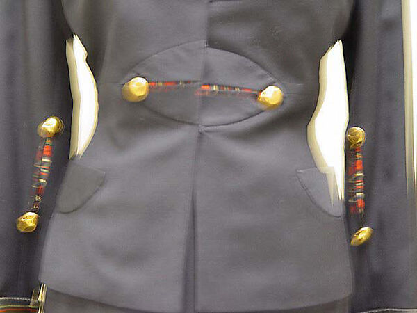 Suit, Gilbert Adrian (American, Naugatuck, Connecticut 1903–1959 Hollywood, California), (a) wool, silk, rayon, metal; (b) wool, American