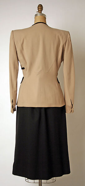 Suit, Gilbert Adrian (American, Naugatuck, Connecticut 1903–1959 Hollywood, California), (a) wool, rayon, metal; (b) wool, American